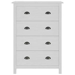 Ausla Credenza - Armadietto con 4 cassetti scorrevoli, per soggiorno, camera da letto, 79 x 40 x 110 cm, colore: Bianco