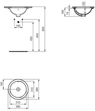 Ideal Standard Lavabo Incasso Collegare e5052ma, Rotondo con Bianco vasche 380 x 380 x 165 mm con Ideal Plus