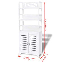 EBTOOLS - Armadietto da bagno con 2 ante e 3 ripiani superiori, in legno di albuquerque, bianco, 46 x 24 x 117,5 cm