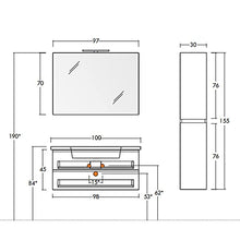 bonussi Mobile Bagno Sospeso 130 cm Lavabo Specchio e Pensile Bianco Larice