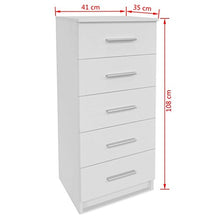 Donin Mobili Armadi e Mobili - Cassettiera alta in truciolare 41 x 35 x 108 cm, colore: Bianco