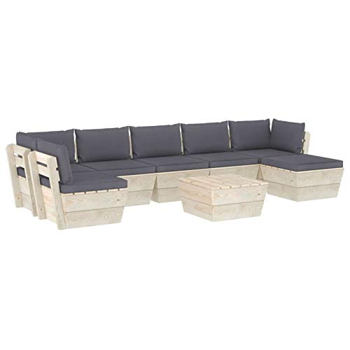 Tidyard Set 8 pz Divani Pallet Angolari Modulari da Giardino Esterno con Penisola in Legno di Abete,Divano Angoalre,Divani da Esterno,Set Divani Modulari da Giardino Esterno Legno