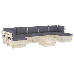 Tidyard Set 8 pz Divani Pallet Angolari Modulari da Giardino Esterno con Penisola in Legno di Abete,Divano Angoalre,Divani da Esterno,Set Divani Modulari da Giardino Esterno Legno