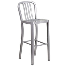 Flash Furniture Set da 2 Sgabelli da Bar, con Schienale con Assi Verticali, Altezza 76 Cm, per Interni Ed Esterni, qualità Commerciale, in Metallo, Colore Argento