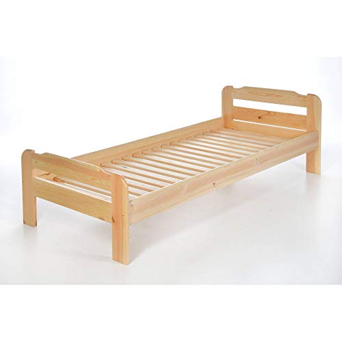 acerto 20025 Letto singolo con rete a doghe di pino massello - 90x200 cm Struttura leggera Struttura leggera Struttura robusta Letto in legno massello | Letto con cassetti opzionali