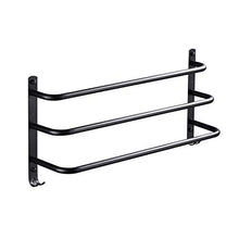 KTMK Ciondolo Asciugamano per Bagno Ciondolo per Bagno in Acciaio Inox 304 con Tre Pezzi Ciondolo per Hardware da Bagno Nero, Non Forato, Tre Fori, 60 Cm