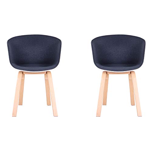 INJOY LIFE - Set di 2 sedie da pranzo moderne con cuscino in tessuto morbido e gambe in metallo stabili, per sala da pranzo, soggiorno, ufficio, colore: grigio scuro
