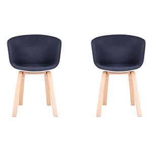 INJOY LIFE - Set di 2 sedie da pranzo moderne con cuscino in tessuto morbido e gambe in metallo stabili, per sala da pranzo, soggiorno, ufficio, colore: grigio scuro