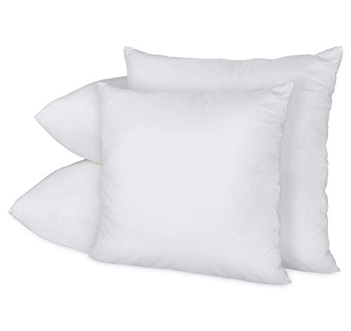 ilauke Cuscino Imbottitura per Divano, Confezione da Combinazione di 40 x 40 cm e 50 x 50 cm, in Cotone e Poliestere di Puro Bianco, Morbido per Casa Ufficio, Divano Sedia Letto, 4 Pezzi
