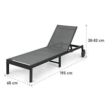 blumfeldt Lucca Lounger - Sedia a Sdraio, Sdraio da Giardino, Superficie: 57 x 187 cm, Portatile, con Rotelle, Schienale con 4 Regolazioni, Idrorepellente, Grigio Scuro