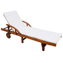 Festnight Lettino da Giardino Esterno Regolabile in Legno Massello con Cuscino,Sedia a Sdraio da Giardino Esterno in Legno Massello di Acacia con Cuscino 200x68x83cm