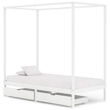 SKM Giroletto con Baldacchino 2 Cassetti Bianco in Pino 100x200 cm