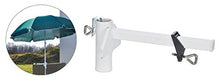 com-four® Portaombrelli per ringhiere e pareti per balconi Larghi - per Pali per ombrellone Ø 24 mm, Spessore lastre Fino a 38 mm (01 Pezzo - Asta portaombrelli)