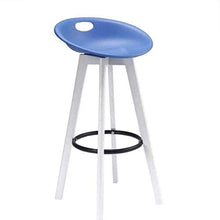 LWW Sgabelli, industriale Vintage colazione Bar sala da pranzo cucina contatore sedia moderna Solido Bianco di legno della struttura Pp Sedie sedile Sgabelli con schienale,Blu,SeatHeight63cm