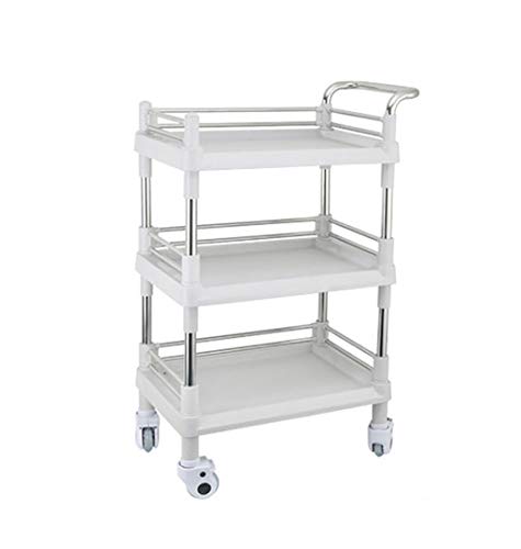 Carrelli portaoggetti Carrello del carrello di rotolamento di parrucchiere di bellezza della stazione termale del salone della 3-Tier, carrello medico dell'acciaio inossidabile I will take action now