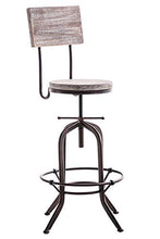 CLP Sgabello Bar Design Industriale Belt In Legno E Metallo - Sedia Rustica Con Schienale Ad Altezza Regolabile 61-74 cm, Colore:bronzo