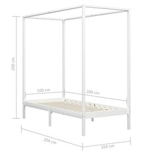 SKM Giroletto a Baldacchino Bianco Legno Massello di Pino 100x200cm