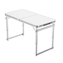 Tavolo da campeggio pieghevole per esterni, tavolo da pranzo in lega di alluminio da 120 cm, tavolo per computer portatile, bianco