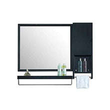 AJH Specchio da Bagno Rettangolare Moderno e Minimalista in Acciaio Inossidabile con pratici armadi Laterali e portasciugamani monostrato Portaoggetti da Parete per Bagno Uno