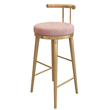 TRGCJGH Sgabello da Bar in Flanella Dorata Sgabello Alto in Ferro Battuto in Stile Minimalista Moderno con Schienale Comodo Cuscino,A