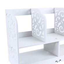 CHHD Scaffale per Libri da scrivania, 2 Livelli freestanding scrivania Decorata da scrivania Organizer scaffale scaffale Bianco scaffale in Legno Fai da Te Libro per CD stazionario Cont