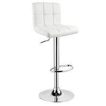 WOLTU 9108-1 Sgabello da Bar Sedia Alta con Schienale Quadrato Poggiapiedi Similpelle Cromato Altezza Regolabile Girevole per Cucina Ristorante Moderno 1 Pezzo Bianco