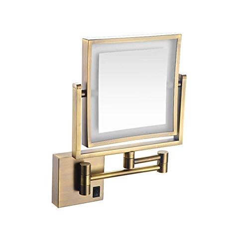 ADSE Specchio per Il Trucco, Specchio da Barba da Bagno a Parete, Carica USB con luci a LED e Specchio cosmetico con ingrandimento 1x / 3X Estensibile