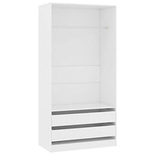 Montloxs Armadio in truciolare, 1 Grande Scomparto con un'asta per Appendere e 2 cassetti, ripiano per Maglioni, 100x50x200 cm, Bianca