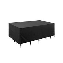 Reujkk - Copertura impermeabile per mobili da giardino, copertura impermeabile per mobili da esterni, anti-UV, copertura per tavolo da giardino, resistente 420D, Oxford nero e PU argento