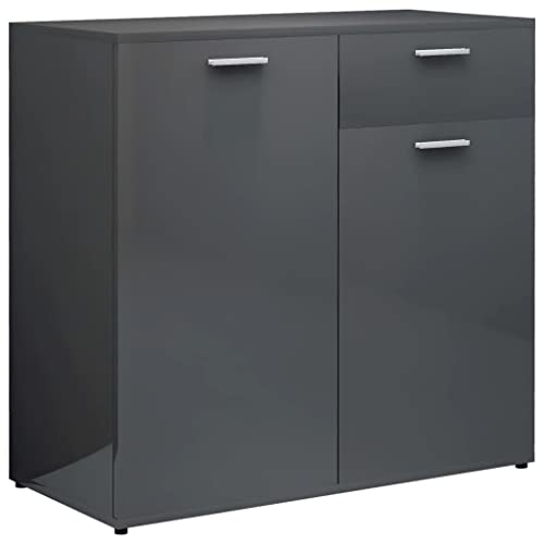 vidaXL Credenza Grigio Lucido 80x36x75 cm in Truciolato