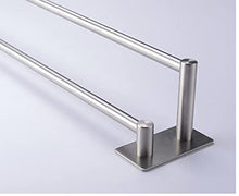 XIAJIA - Adesivo forte porta asciugamani a barra doppia 70 cm, spazzolato, 304 acciaio inox, 3 m adesivo, impermeabile completo (argento)