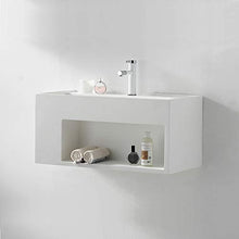 ZTGL Lavabo Bagno Sospeso con Mobile, Design Moderno Lavandino Bagno in Marmo Artificiale, con Portasapone Rimovibile, Bianco,600mm