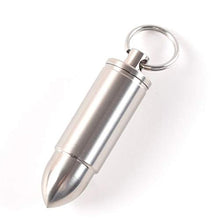 EXCEART Mini Pillola in Acciaio Inox Organizzatore a Forma di Proiettile Scatola di Pillole Impermeabile Portachiavi Porta Pillole Pillola Custodia di Vitamine per Viaggi All'aperto S