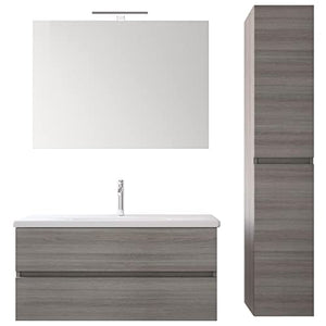 bonussi Mobile Bagno Sospeso 100 cm Lavabo Specchio e Pensile Mendel Grigio