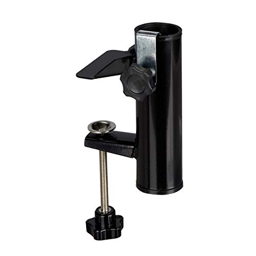 Relaxdays Base per Ombrellone per Ringhiere Rettangolari, Ampiezza 19-38 mm, Supporto in Acciaio, H: 15,5 cm, nero