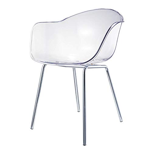 Damiware Romeo - Set di 2 sedie da salotto, in policarbonato e metallo, design retrò, per ufficio, salotto, cucina, soggiorno (cristallo)