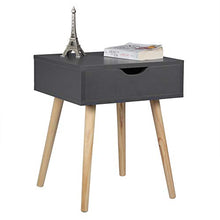 EUGAD 2X Comodino con Cassetto Tavolino Piccolo da Salotto Moderno Gambe in Legno Organizzatore da Letto Grigio Scuro 0080ZZ-2