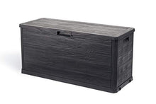 909 OUTDOOR Cassapanca Contenitore 280 L, Baule da Esterno Impermeabile, Panca Contenitore Nera Effetto Legno, Panca da Giardino 117x45x56 cm