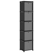 Tidyard Armadietto, Mensola con 5 Vani a Cubo e Scatole, Cassettiera Componibili, Cassetti e Scaffali, in Tessuto 103x30x72,5 cm Nero e Grigio