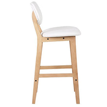 WOLTU Sgabelli da Bar Sedia Alta Cucina con Schienale Poggiapiedi PU Gambe di Faggio Comodo Bianco 2 Pezzi BH51ws-2