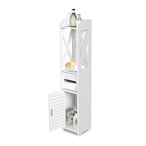 Mobiletto da bagno Mensola da bagno Mobile da bagno per toilette Mobile con vano aperto Ripiano in legno bianco Scaffale portaoggetti per tessuti, 80x15,5x15CM