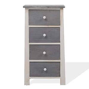 Rebecca Mobili Cassettiera Shabby, Comodino 4 cassetti, Legno paulonia, Bianco, per arrdamento Camera Bagno Salotto - Misure: 73 x 37 x 27 cm (HxLxP) - Art. RE4328