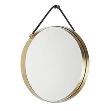 Specchio da parete alla moda, specchio da appendere in PU, specchio da bagno, specchi in vetro con struttura in metallo in acciaio inossidabile, sospensione verticale e orizzontale, ideale per camer