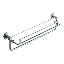 Mensola in Vetro Temperato Mensola da Bagno Quadrata con Portasciugamani e Binario a Parete Superficie in Rame Placcato Cromato Doccia Caddy Organizer Bath