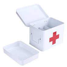 Fdit Contenitore a 2 strati per contenitore di medicina di famiglia, contenitore di pronto soccorso per la famiglia Organizzatore di scatole di medicinali per uso domestico di emergenza