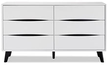 Ibbe Design Cassetti Armadietto Cassettiera Bianco Nero Credenza con 6 Cassetti di Stile Moderno Scandinavo Lyon per Soggiorno Camera da Letto Corridoio, Gambe in Legno Masselo Nero