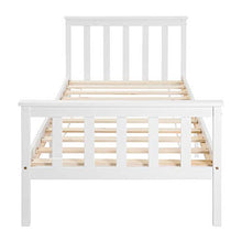 Letto singolo in legno di pino massiccio, con rete a doghe e testiera, 90 x 200 cm, colore: bianco