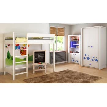 Children's Beds Home Letti a soppalco per Bambini Bambini Junior Senza Materasso Incluso (200x90, Bianco)
