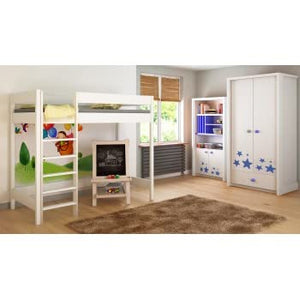 Children's Beds Home Letti a soppalco per Bambini Bambini Junior Senza Materasso Incluso (200x90, Bianco)