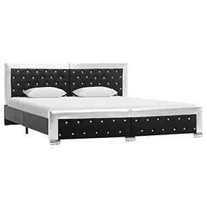 vidaXL Giroletto per Camera da Letto Pediera Testiera Telaio Struttura Testata Arredo Sponde Arredamento Nero in Similpelle 180x200 cm